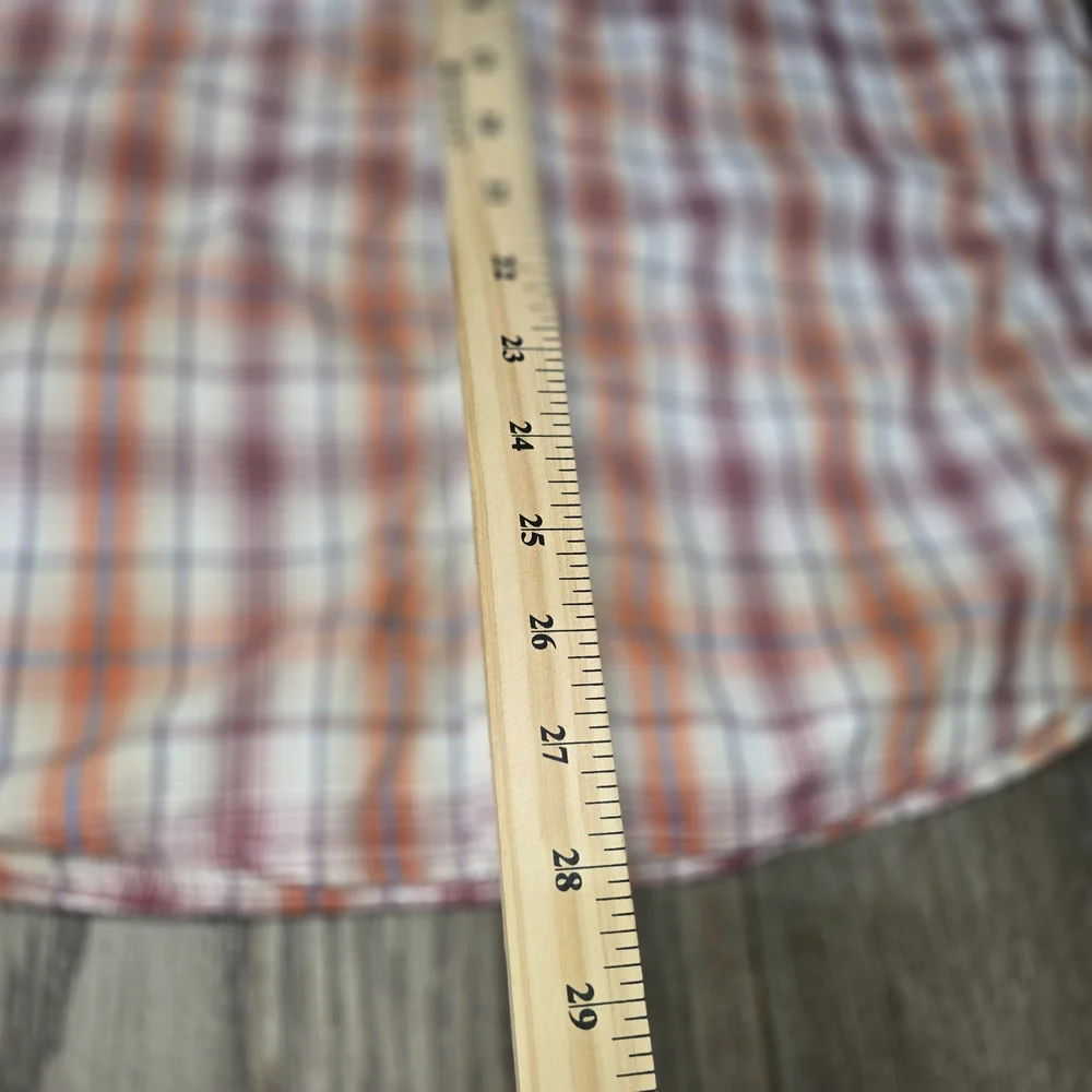 Marmot Men's Plaid Short Sleeve Button-Up Shirt Orange White Small - Picture 7 of 7